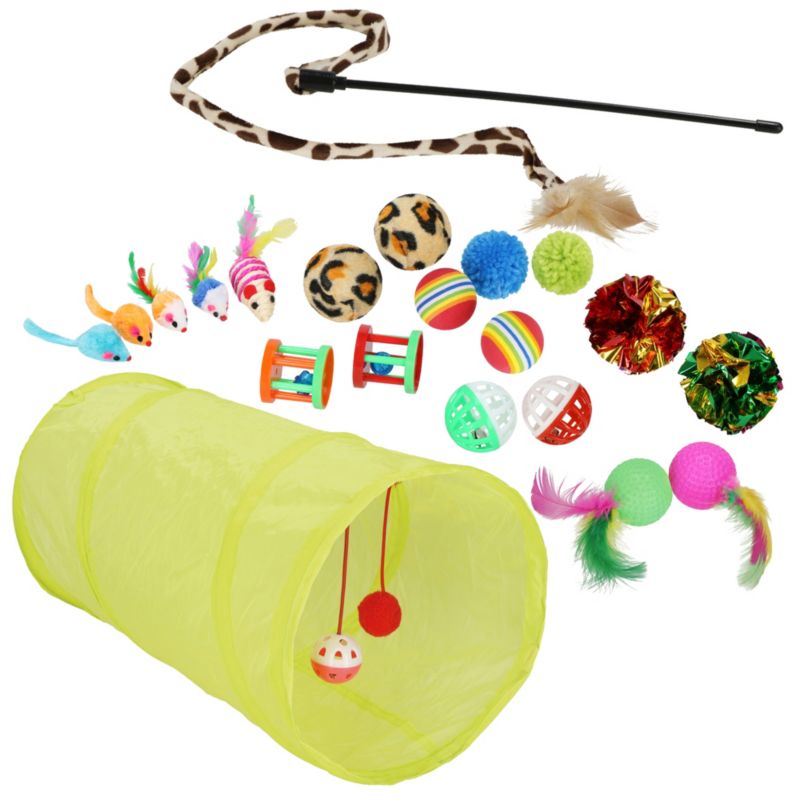 Zestaw zabawek dla kota Springos tunel i kolorowe kulki 21 elementów 1 kpl.