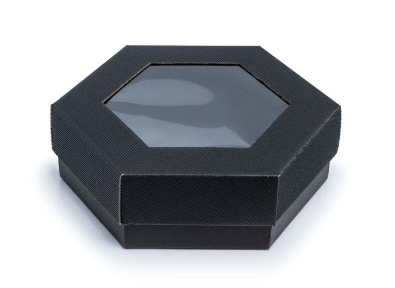 Pudełko karbowane Neopak czarne 240x240x90mm z oknem 1 szt.