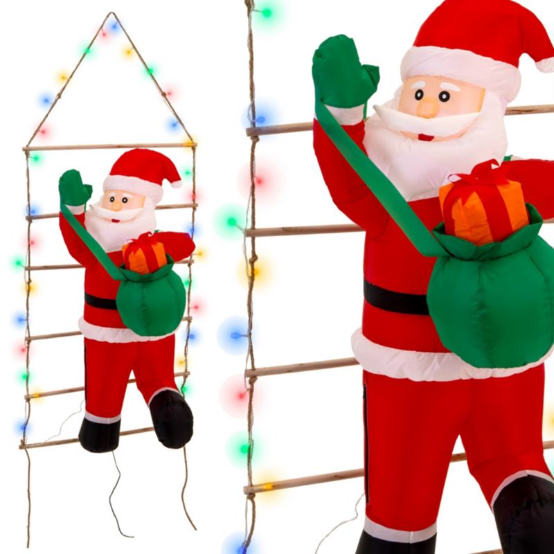 Mikołaj nadmuchiwany JUMI drabina świecący duży pompowany LED 150 cm 1 szt.