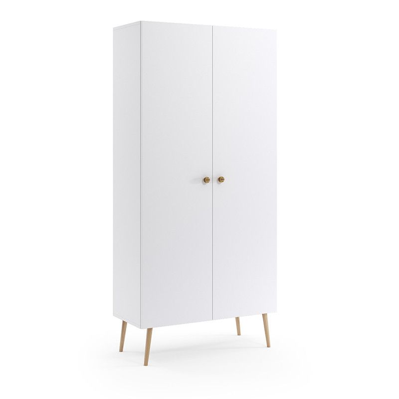 Szafa dwudrzwiowa Bettso Ikon ze sznurkowymi uchwytami i półkami w stylu skandynawskim biały 1szt.