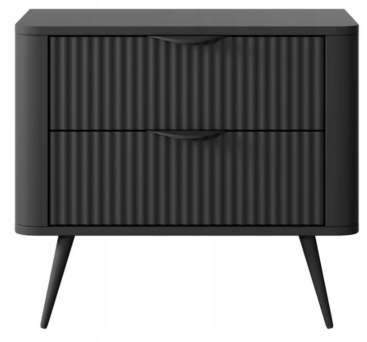 Szafka nocna Furnidea 63 cm czarna mat frezowany front nóżki metal LANTE 1 szt.