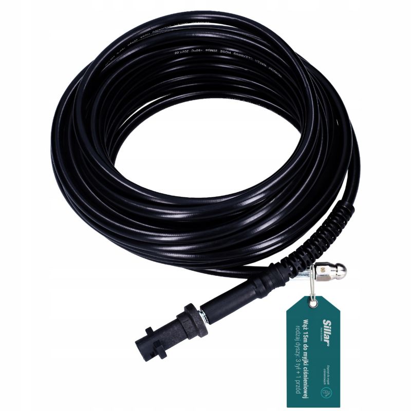 Wąż, Sillar, do czyszczenia kanalizacji, rur, 15m, zamiennik do myjki Karcher K2-K6, 1szt