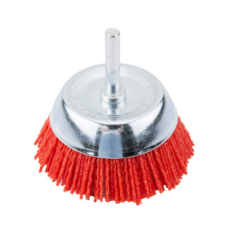 Szczotka nylonowa doczołowa GRAPHITE 75 mm, z trzpieniem 6 mm 1 szt