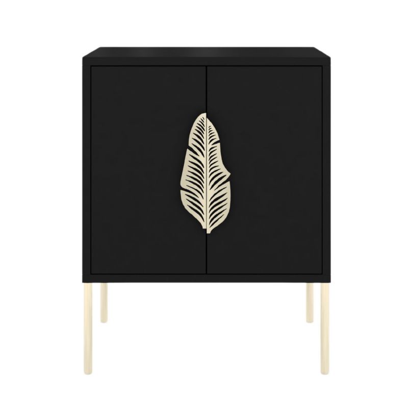 Czarna szafka nocna Skandica MERLIN ze złotymi dodatkami 1 szt.
