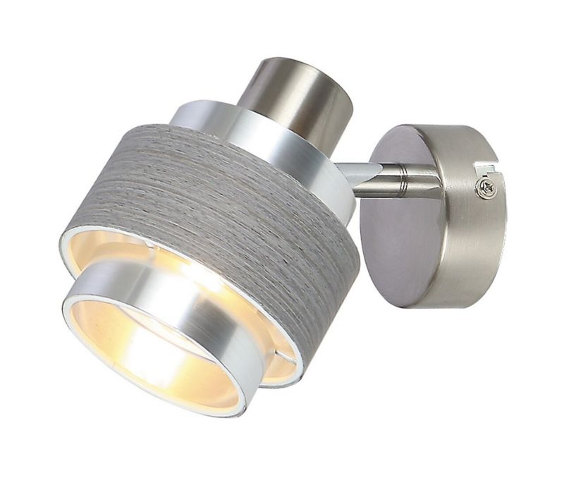 Kinkiet ścienny Rabalux Basil chrom satynowany-szary dąb styl nowoczesny 1 x E14 x IP20 wym: 12,5 x 10 x 13 cm - 1 szt.