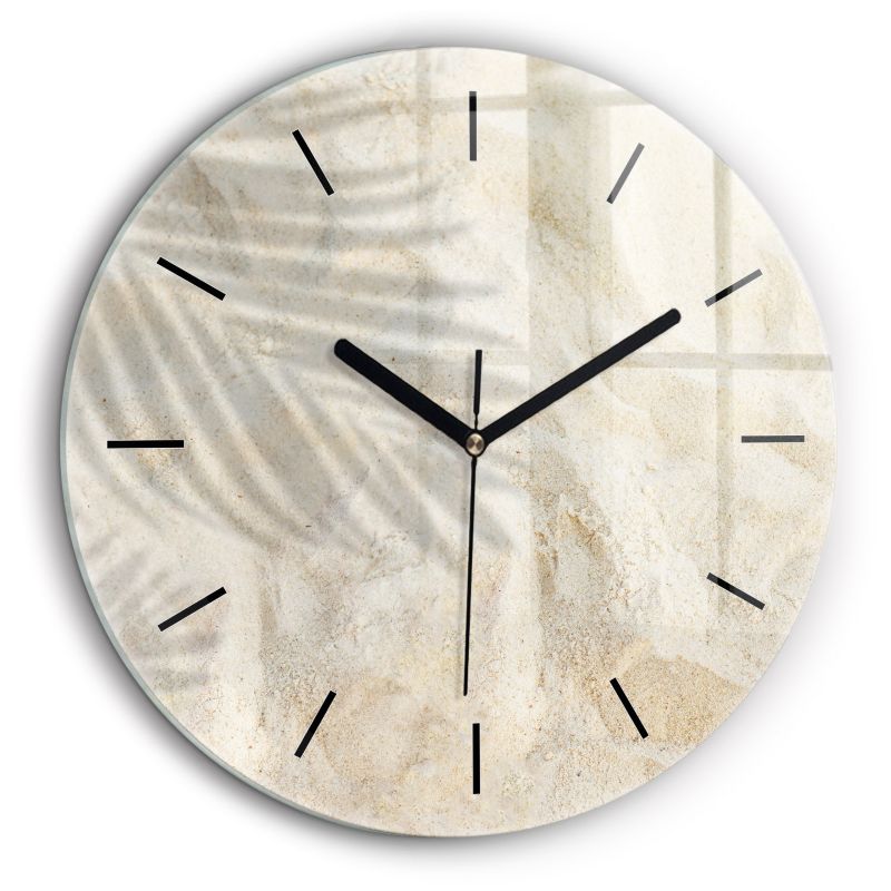 Zegar szklany czarne wskazówki Wallfluent fi60 cm Cień palmy piasek 1 szt.