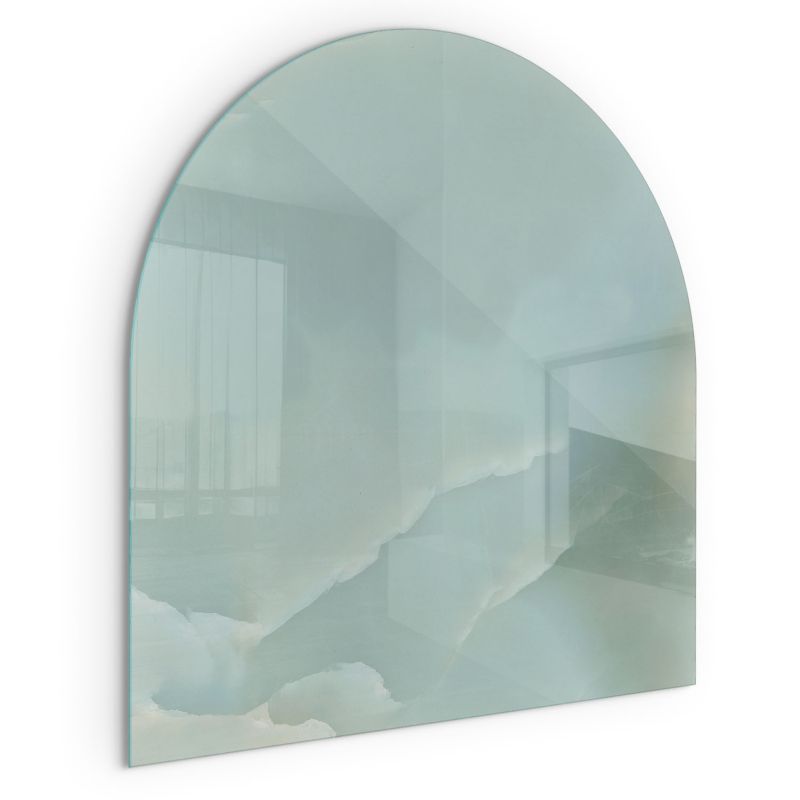 Szklana Podkładka Pod Kominek Półowalny Wallfluent 100x100 cm Subtelny marmurowy motyw 1 szt.