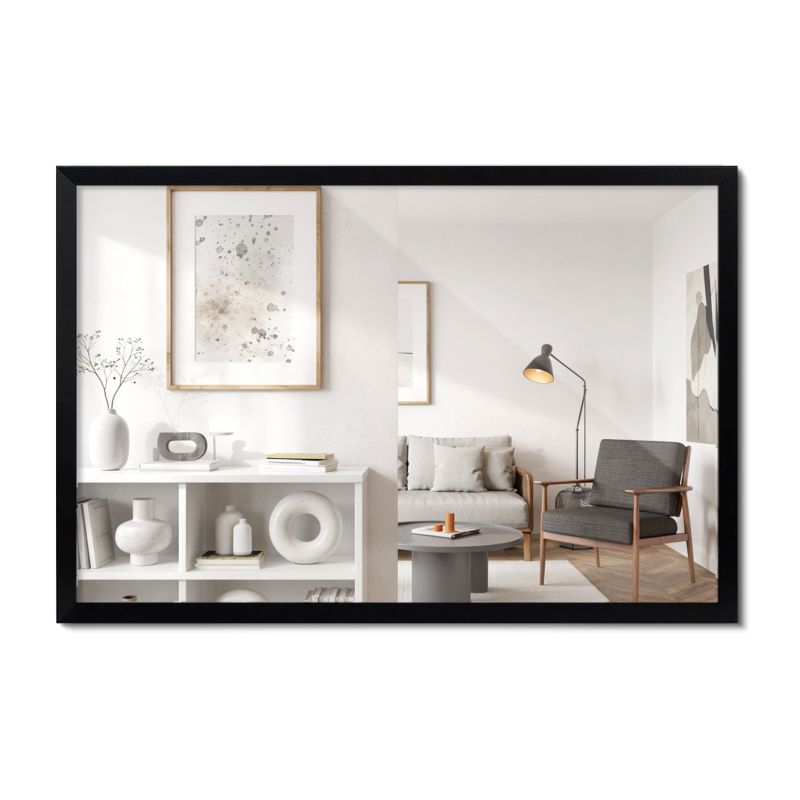 Lustro Prostokątne ArtPrintCave 60 x 40 cm Czarna Prosta Rama Ozdobne do Makijażu Łazienki 1 szt.