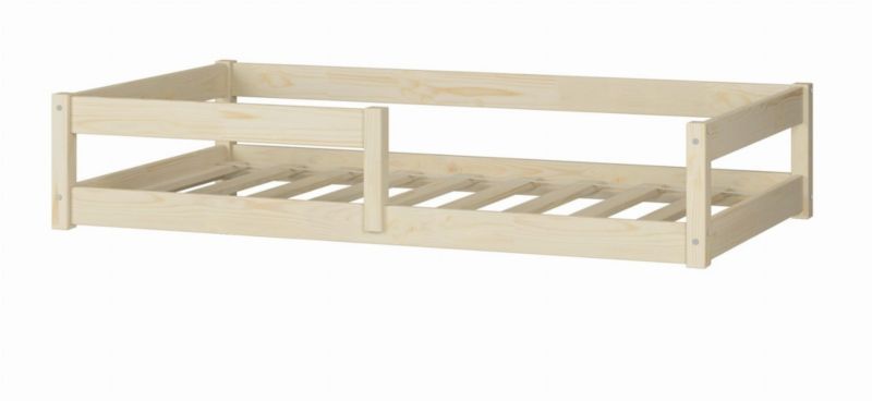 Łóżko podłogowe 160x80 Kobi Nordi - naturalne drewno Montessori, łóżko dziecięce z barierka 1 szt.