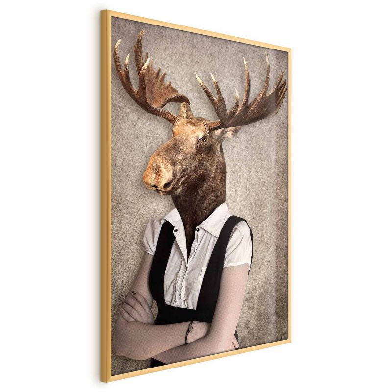 Plakat Artgeist Łebski łoś 29,7x42 cm z ramą złotą 1 szt