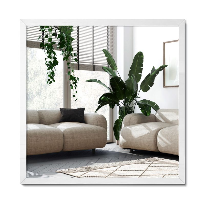 Lustro Kwadratowe Ścienne Wiszące Wallfluent 50 x 50 cm w Białej Ramie 1 szt.