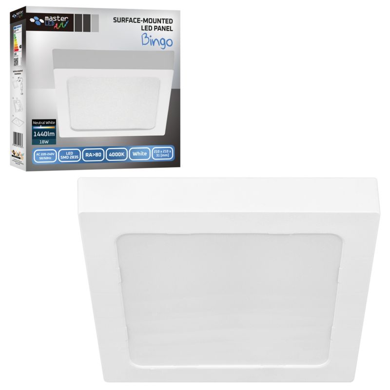 Panel LED MasterLED Bingo 18W 210x210mm IP20 neutralna biel 4000K biały 1 szt.