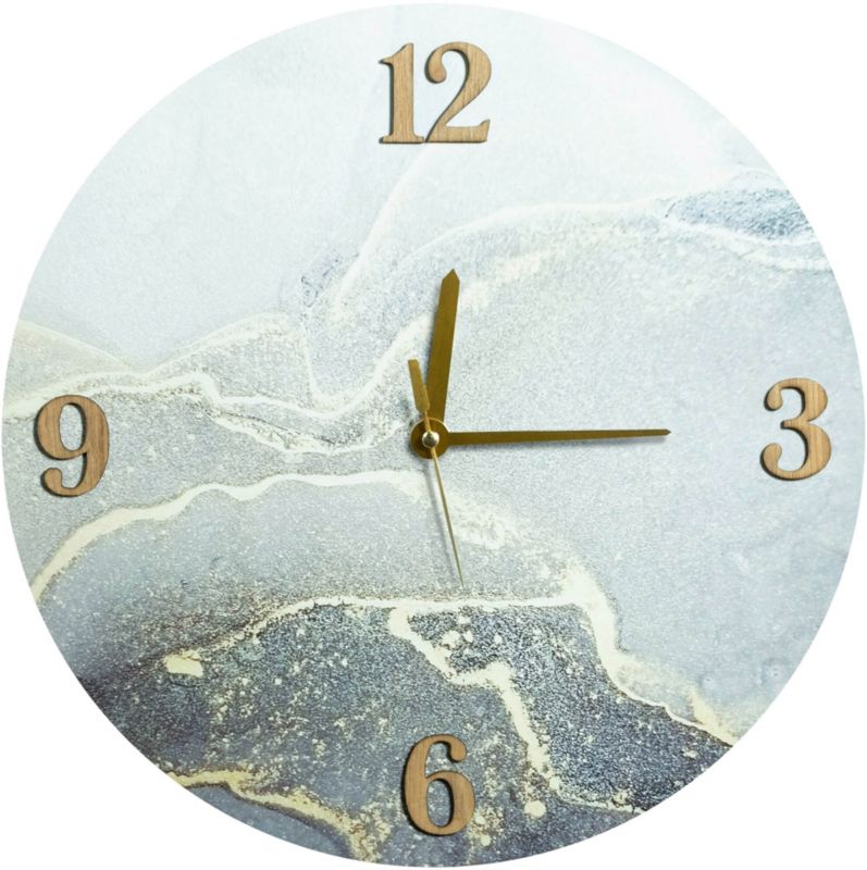 Zegar Eurofirany 60 x 5 x 60 cm marmur srebrny / złoty