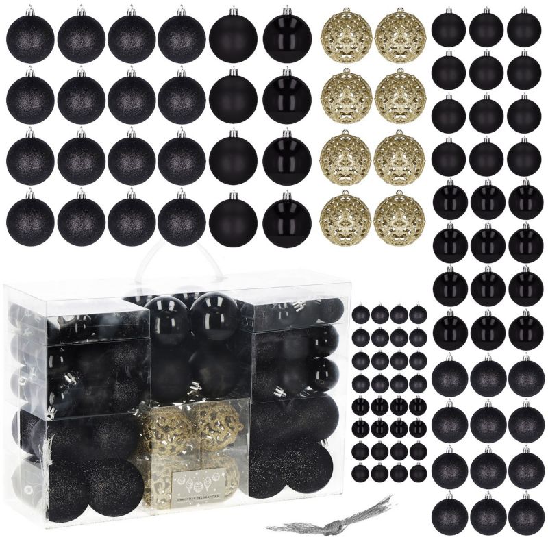 Bombki choinkowe Springos 3 rozmiary czarne 100 szt.