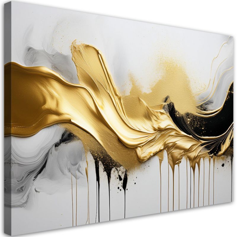 Obraz na płótnie Feeby Złota Abstrakcja 3D 90x60cm 1szt