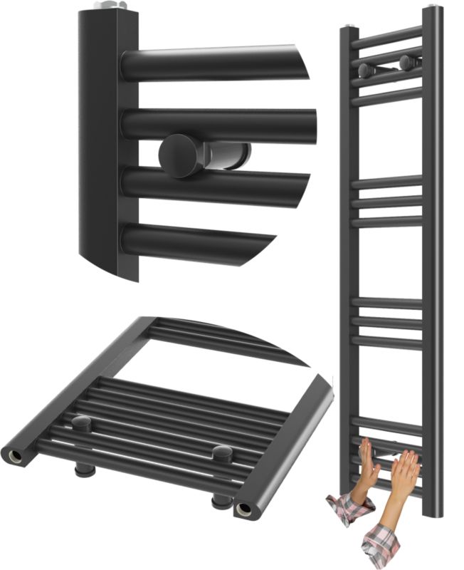 Grzejnik Łazienkowy Granitan Breno 30/100cm Czarny Kaloryfer Drabinkowy 1kpl.