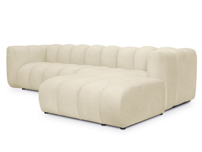 Narożnik prawostronny LaMiaSofa NAPOLI z tkaniny szenilowej 288x179 cm jasny beż 1 szt.