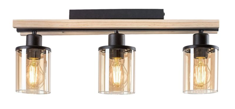 Lampa sufitowa wisząca Rabalux Niylah czarno-bursztynowy wym: 21,5 x 55 x 9,5 cm 3xE27 x 1 szt.