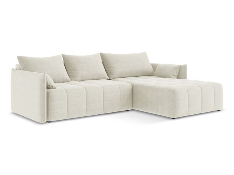 Narożnik prawostronny z funkcją spania LaMiaSofa BOLSENA z tkaniny bouclé 260x180 cm piaskowy 1 szt.