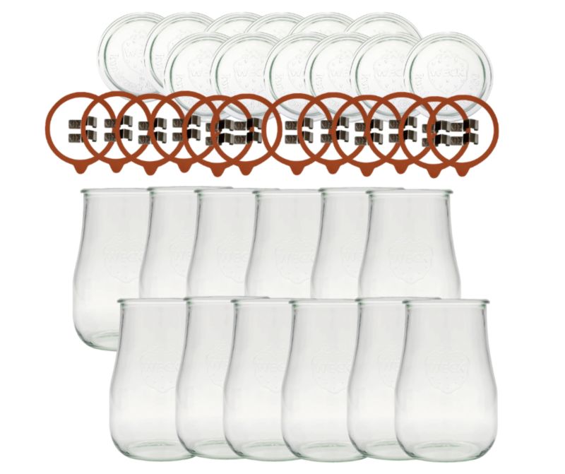 Słoiki MODO24 Weck 1750 ml fi 100 tulip szklane wieka gumki zapinki 12 kpl.