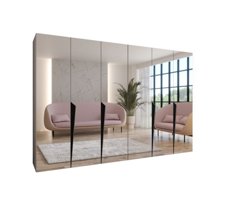 Szafa uchylna z lustrem otwierana Abiks PIANO 3 300 (2x150) wys 202 cm Kaszmir + Czarny 1 szt