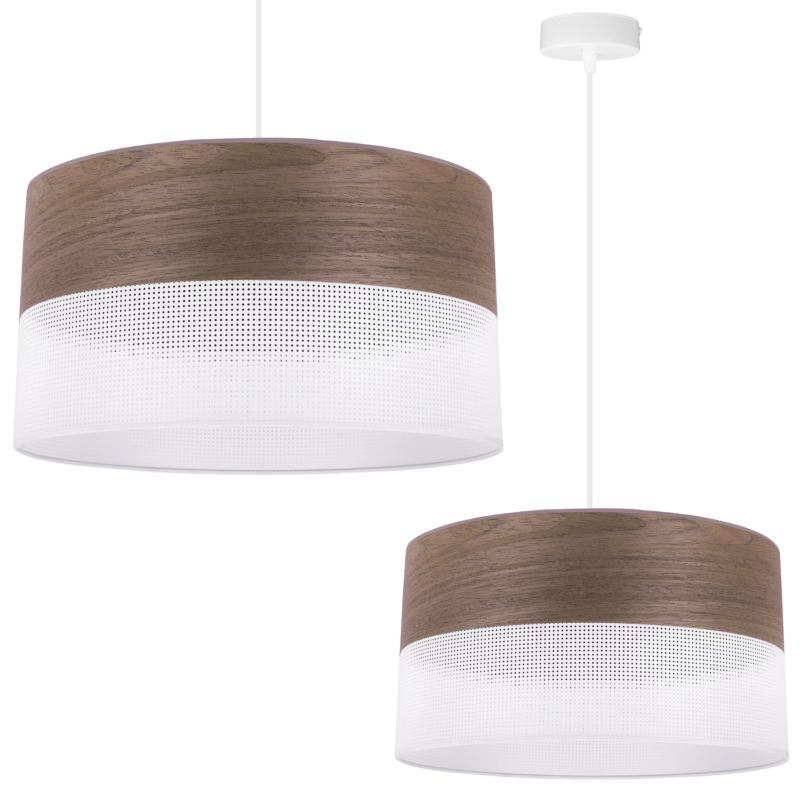 Lampa sufitowa wisząca Light Home LH Wood 1x E27 60W fornir orzech klosz/biały 40cm 1szt.