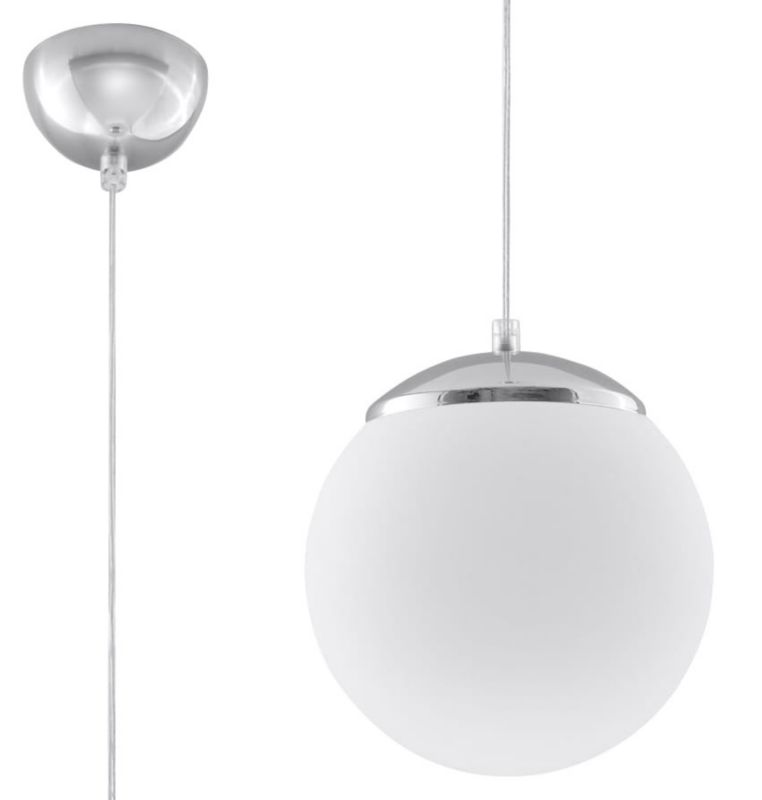 Lampa sufitowa wisząca Sollux Lighting Ugo 7621 chromowana-biała szerokość 20 cm 1xE27 x 60W 1 szt.