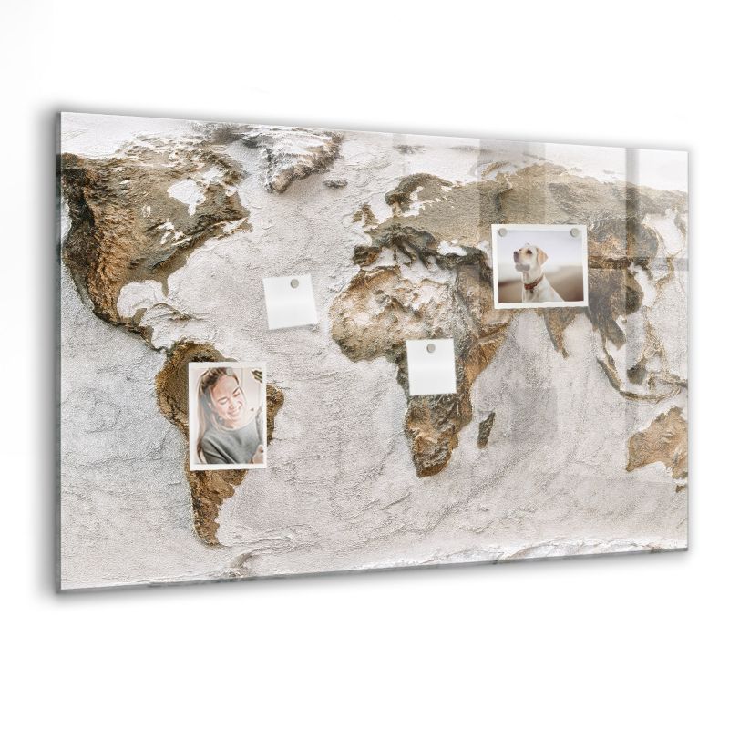 Szklana tablica magnetyczna Wallfluent 90x60 cm Stara mapa świata 1 szt.