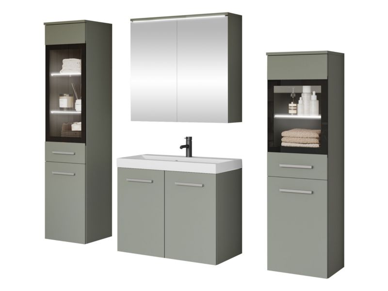 Meble łazienkowe MIRJAN 24 Madrit II z oświetleniem LED mglista zieleń 1 kpl.