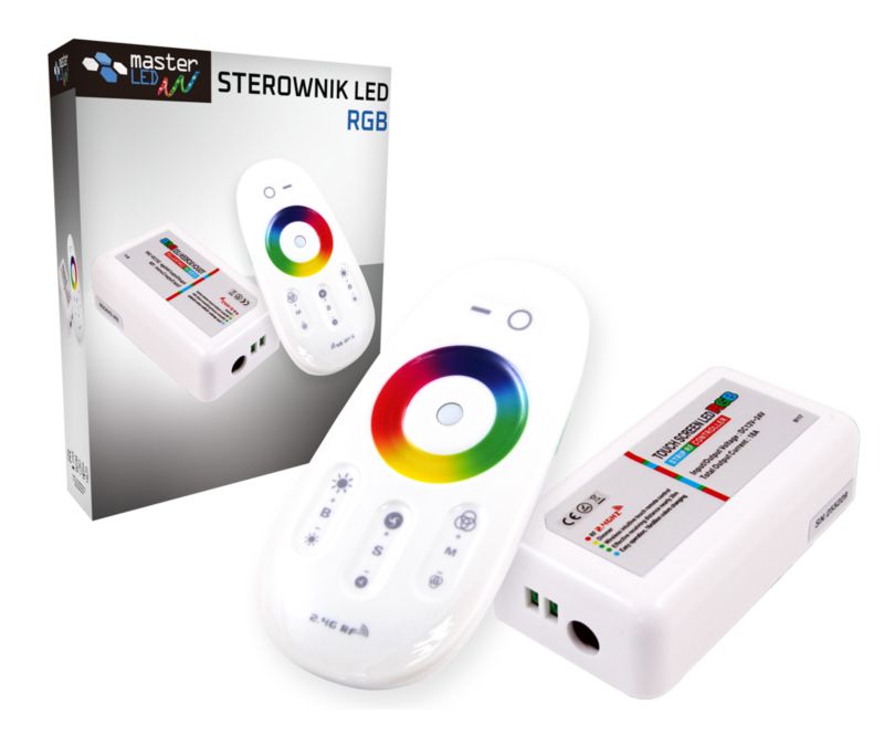 Sterownik LED MasterLED RGB RF dotykowy 216W 12/24V IP20 z pilotem biały 1 szt.