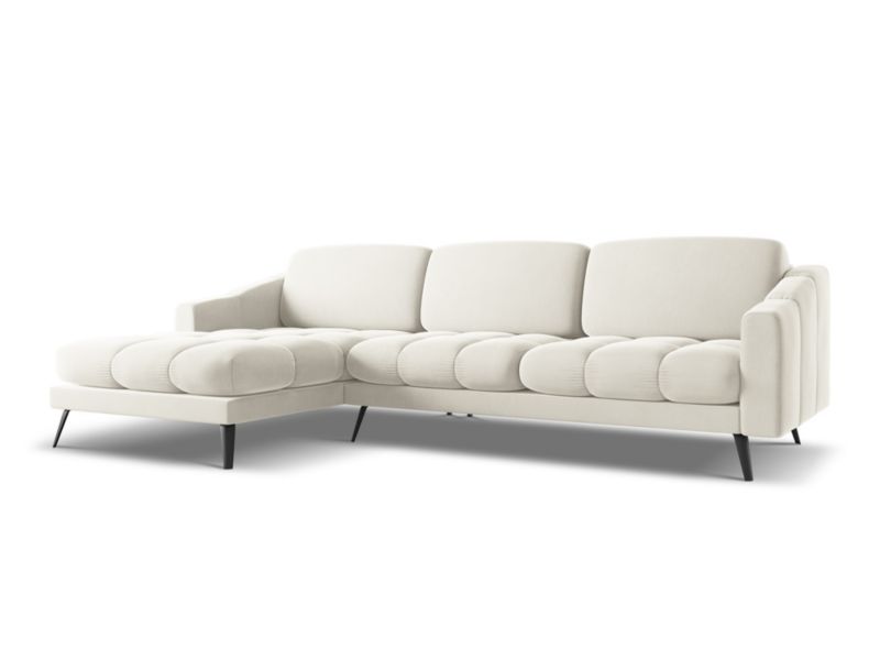 Narożnik lewostronny LaMiaSofa ROMA z tkaniny welwetowej 264x160 cm jasny beż 1 szt.