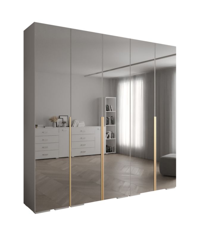 Szafa uchylna Abiks INOVA lustro wz.1 szer.250cm (biały/złoty)