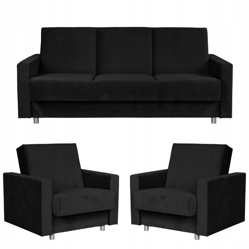 Zestaw mebli do salonu kanapa fotele Family Meble Alicja czarny 1szt