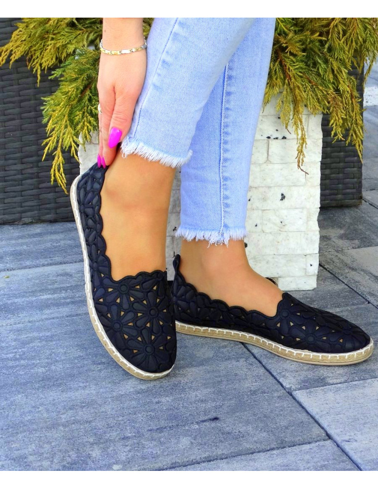 Czarne Ażurowe Espadryle Mokasyny Trampki Panamera