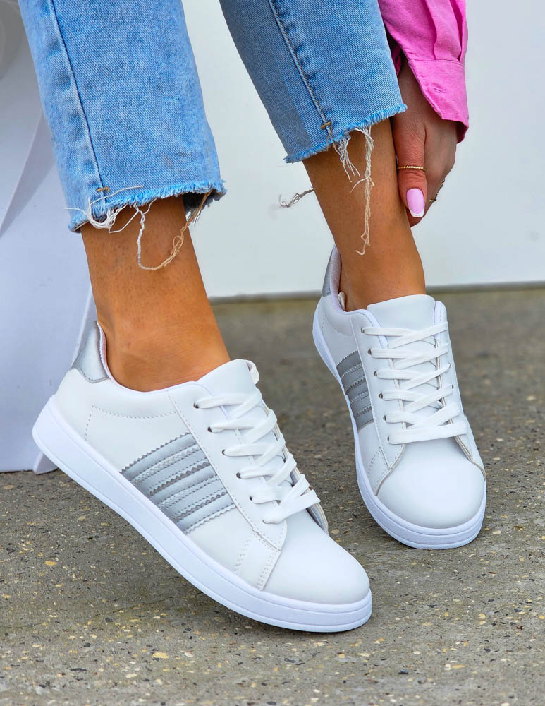 Adi Białe Trampki Buty Sportowe Ze Skóry