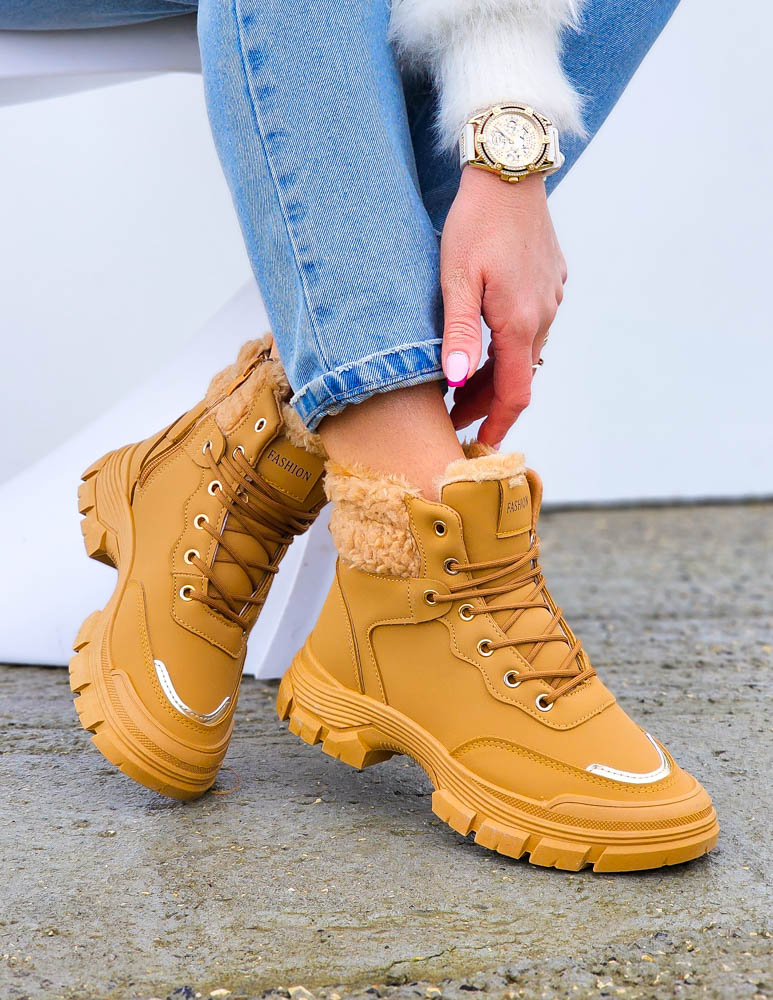 Sportowe Zimowe Botki Damskie Śniegowce Terex Camel