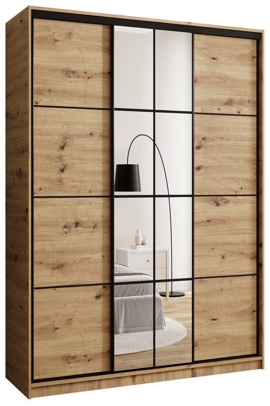 Trzydrzwiowa szafa przesuwna z lustrem 150 cm do sypialni EDGE