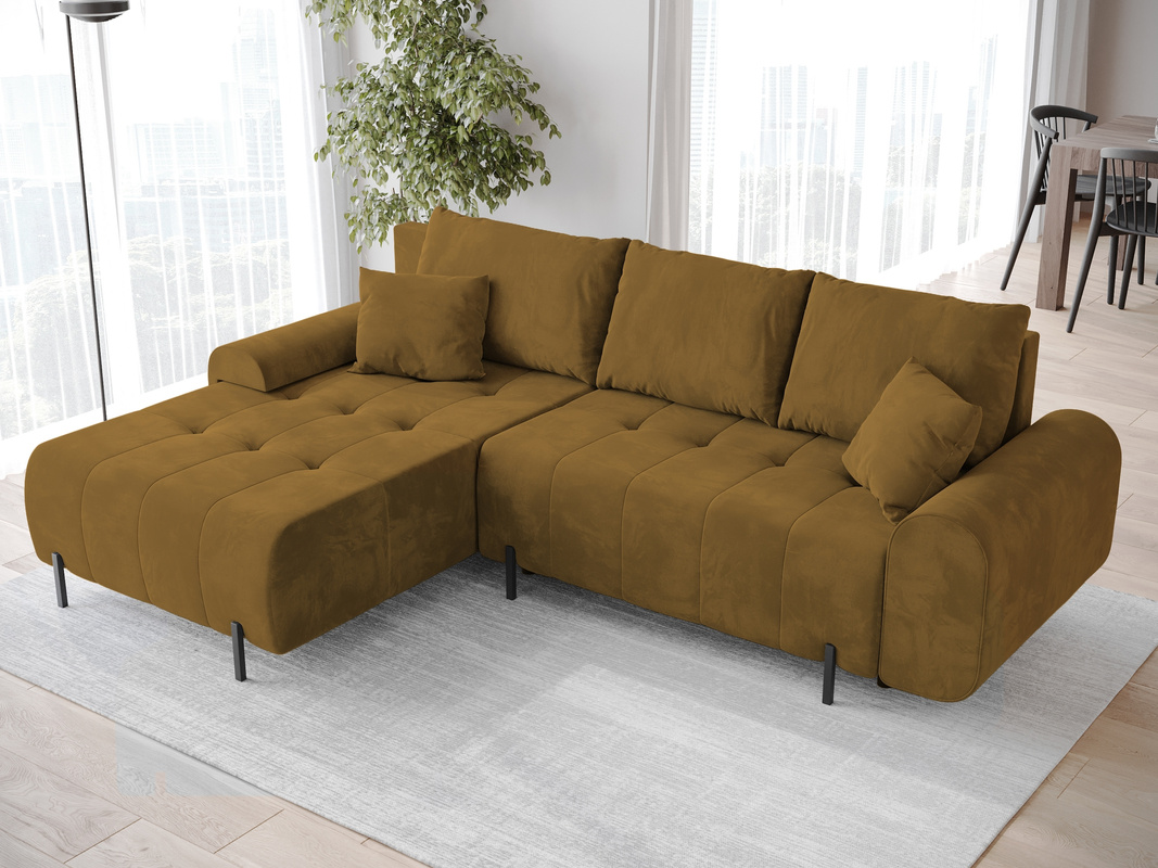 Narożnik musztardowy z funkcją spania ARCO