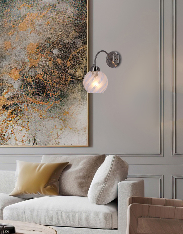 Kinkiet ścienny do salonu satynowy klosz matowo transparentny Baida metal szkło