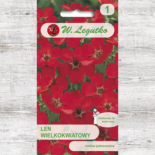 1 szt, Len wielkokwiatowy czerwony Legutko - Nasiona: Ilość w opakowaniu: 1 g