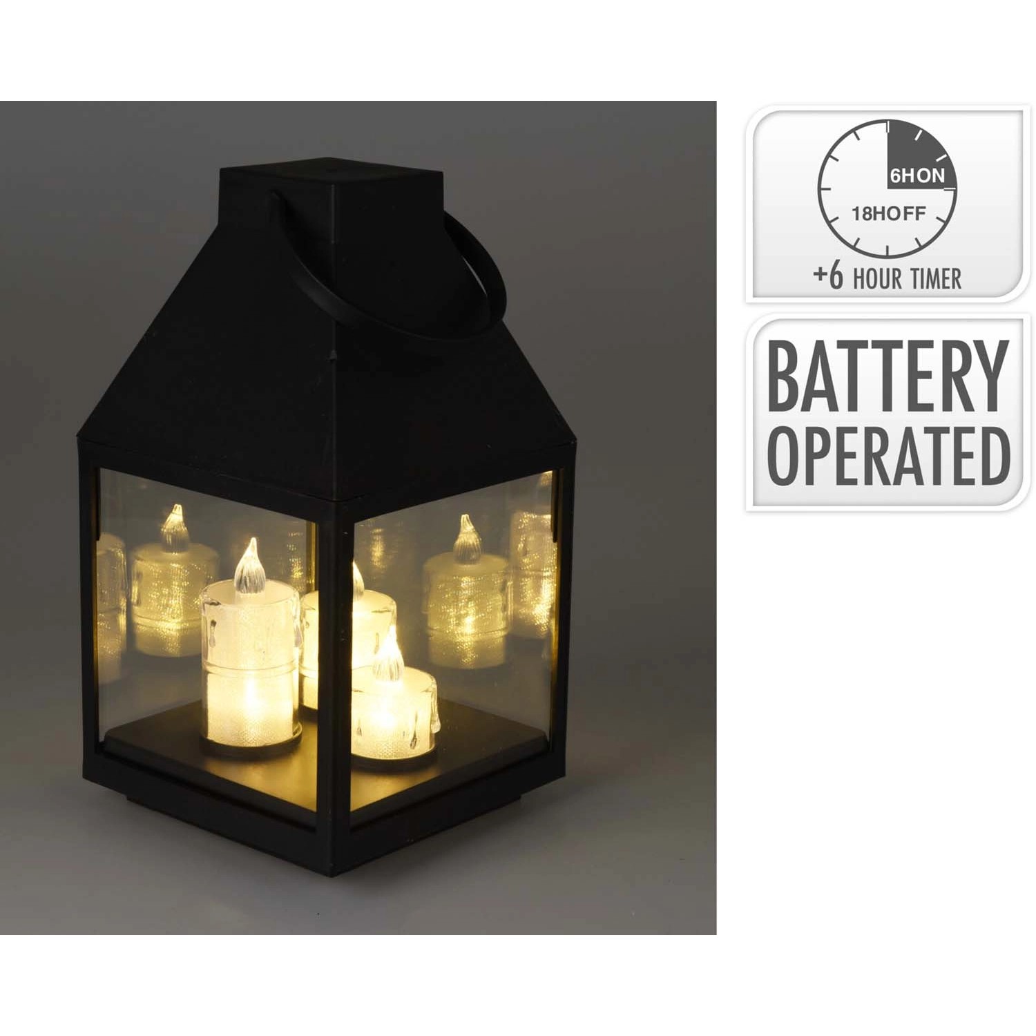 Lampion LED czarny wys. 25 cm