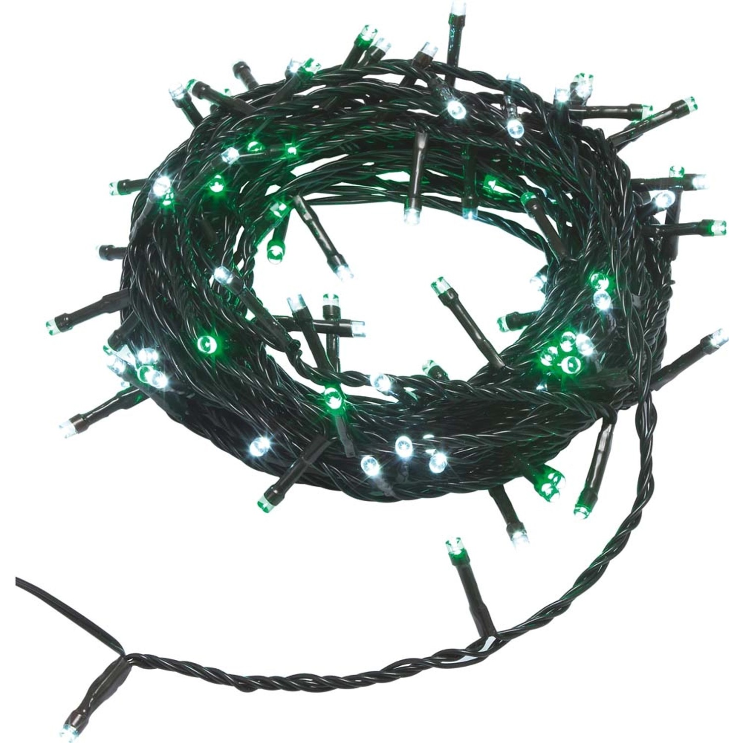 Lampki wew./zewn. 100 LED zielone/białe z dodatkowym gniazdem