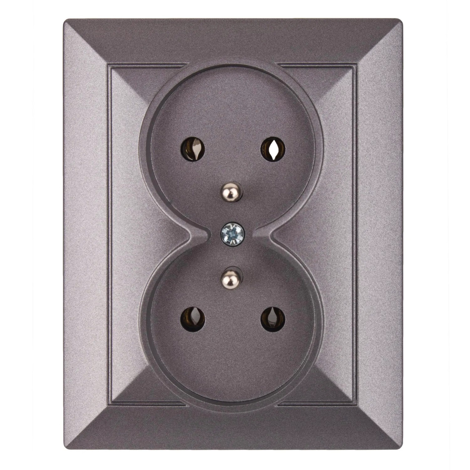 Gniazdo Perła podwójne z/u z ramką antracyt