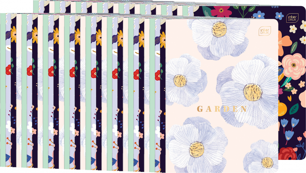 80x Zeszyt w kratkę Interdruk HS Garden, A5, 60 kartek, mix wzorów