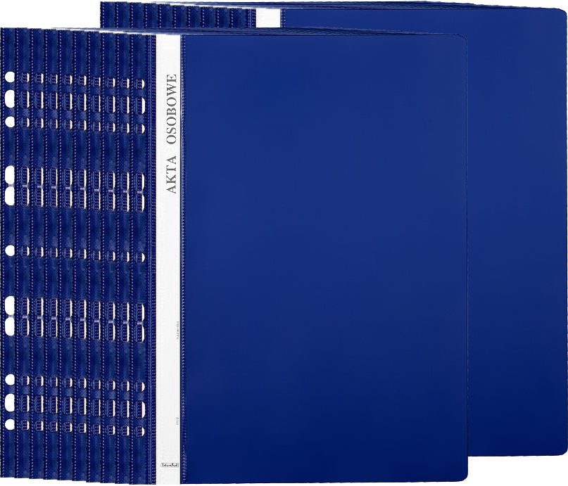 20x Skoroszyt plastikowy oczkowy Biurfol, do akt osobowych, A4, do 200 kartek, granatowy