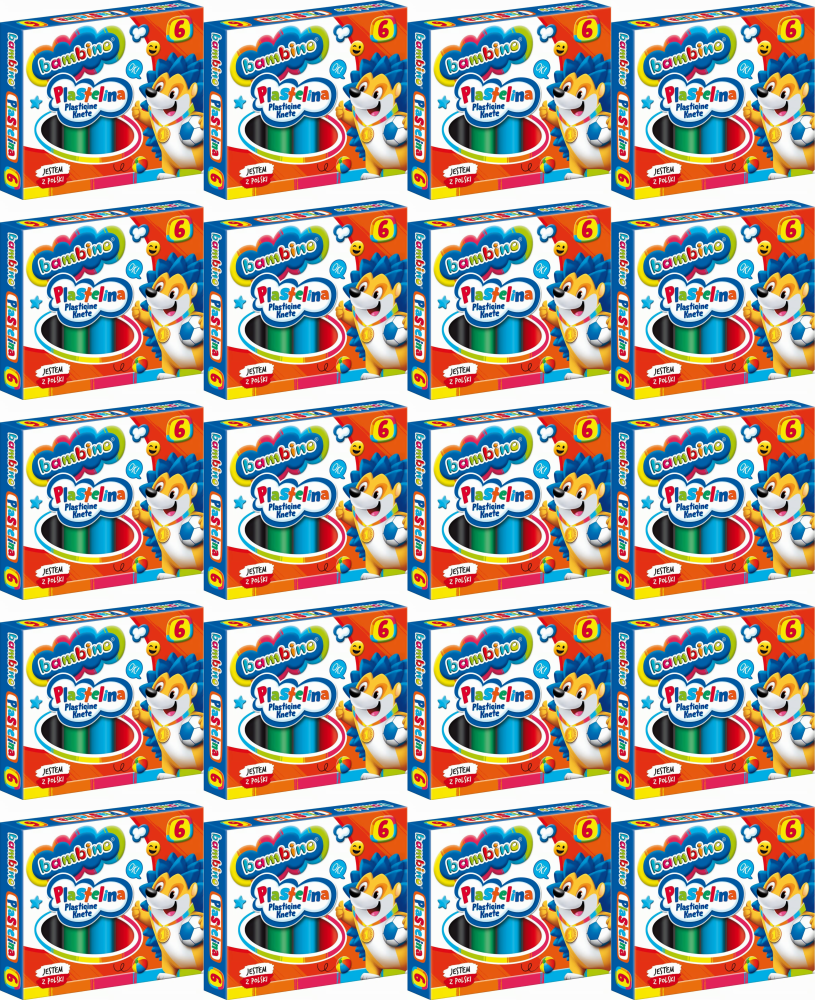 20x Plastelina Bambino Zwierzaki Uczniaki, 6 sztuk, mix kolorów