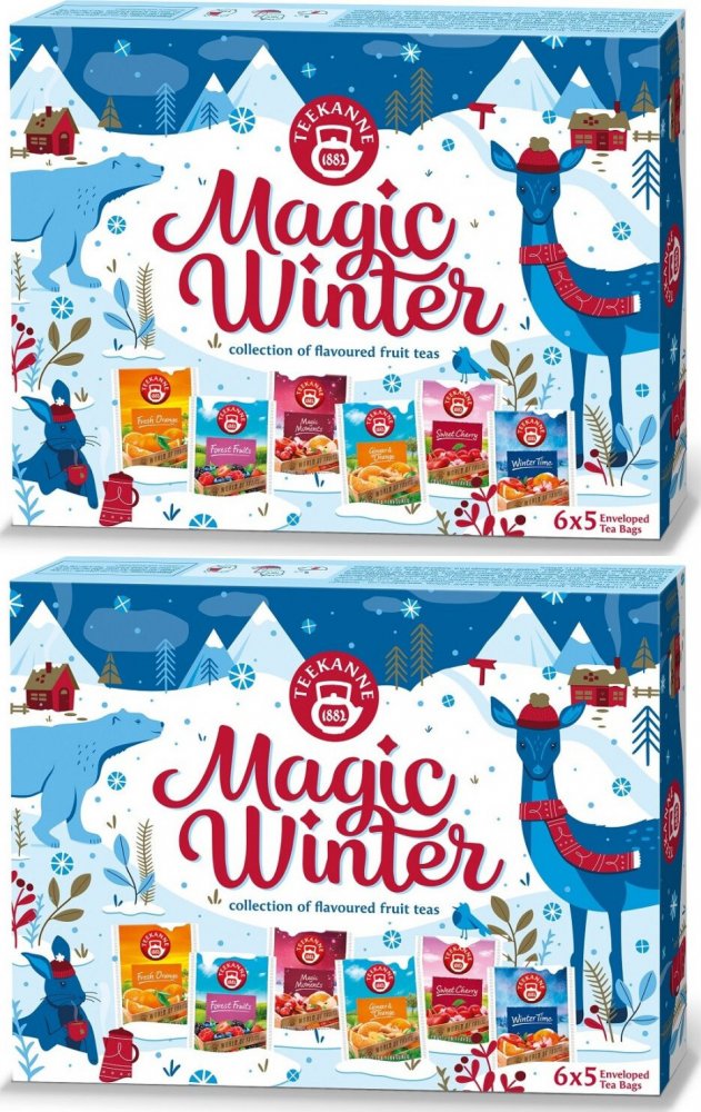 2x Zestaw herbat owocowych w kopertach Teekanne Magic Winter Collection, 6 smaków, 30 sztuk (6x5 sztuk), 72.5g