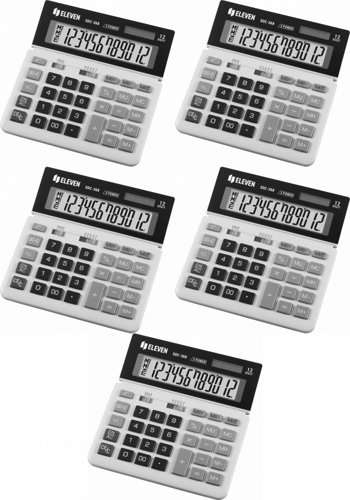 5x Kalkulator biurowy Eleven SDC-368, 12 cyfr, biało-czarny