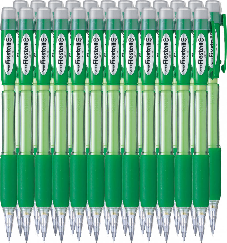24x Ołówek automatyczny Pentel Fiesta AX125, 0.5mm, z gumką, zielony