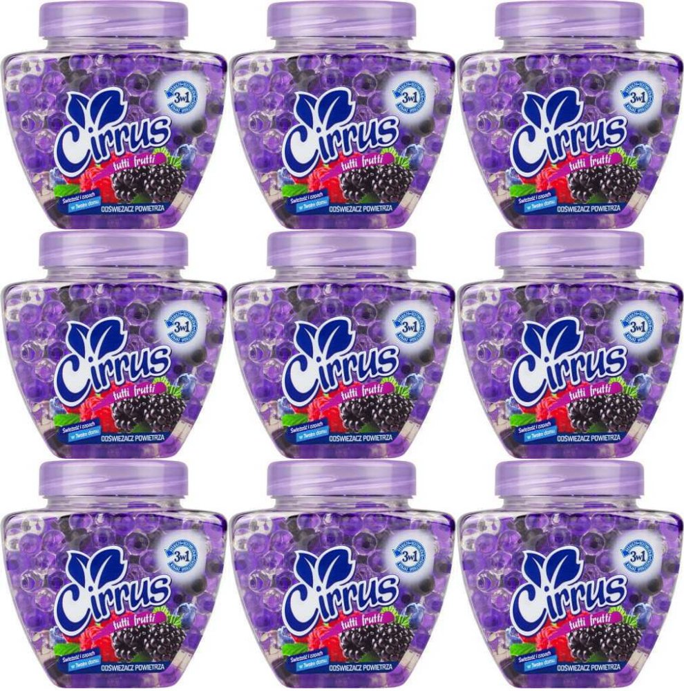 9x Odświeżacz powietrza Cirrus kulki, tutti frutti, żel, 250g